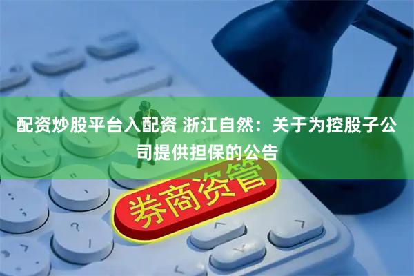 配资炒股平台入配资 浙江自然：关于为控股子公司提供担保的公告